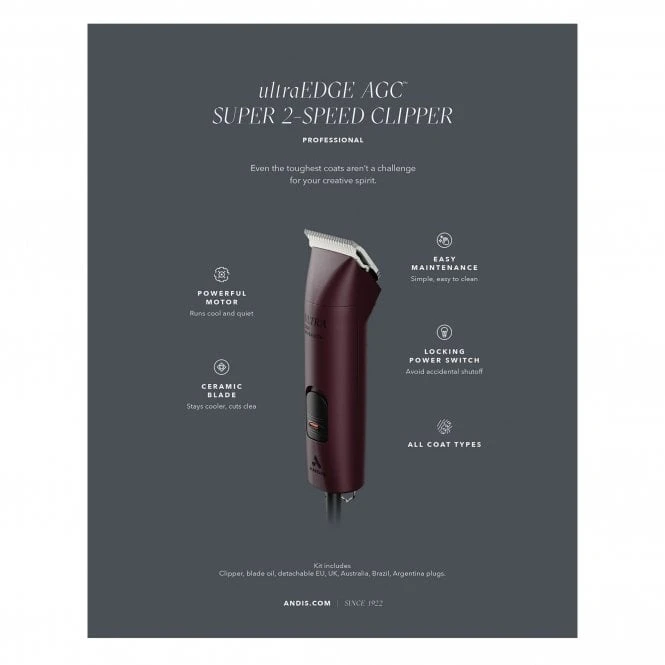 Andis Andis UltraEdge AGC Super 2-Speed Brushless Clipper - Burgundy 7 Andis Andis UltraEdge AGC Super 2-Speed Brushless Clipper - Burgundy - Image 7