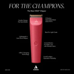 Andis Andis Vida Cordless Clipper - Raspberry -Hair Products andis vida cordless clipper raspberry p17683 12197 medium